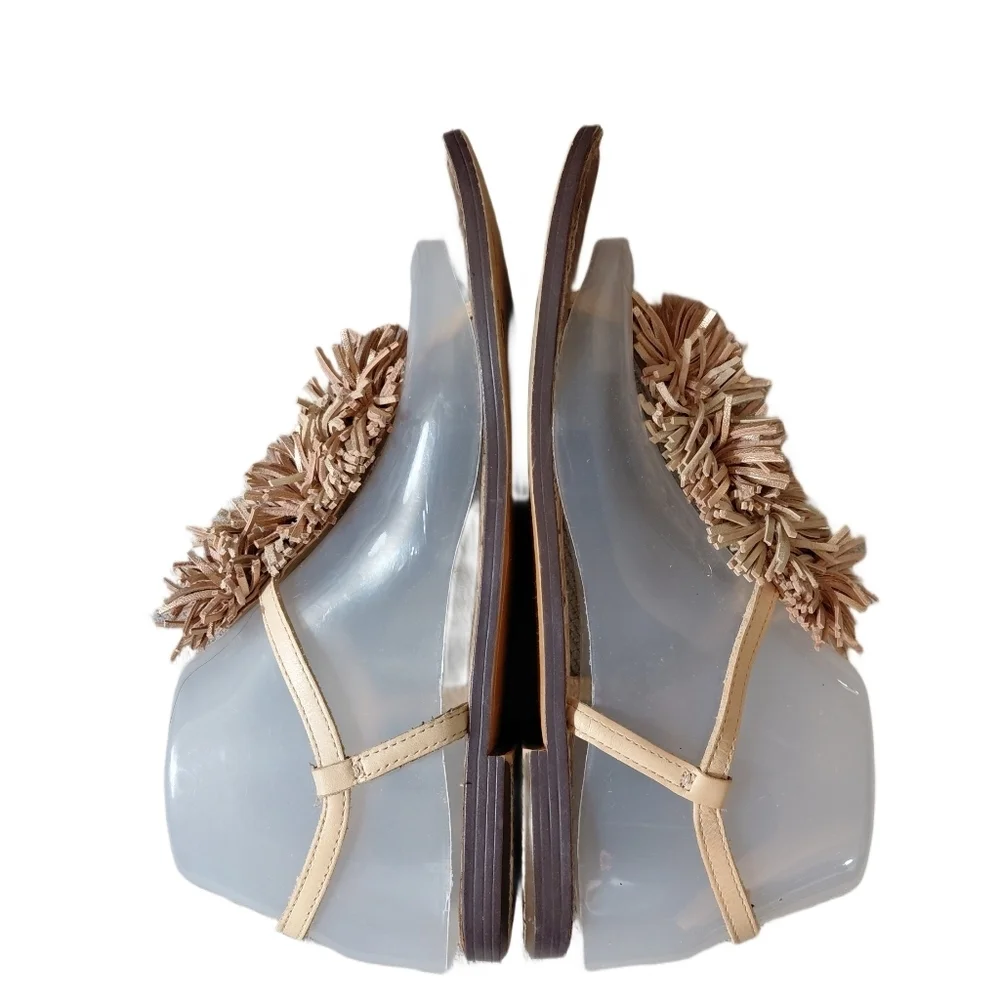 Sam Edelman Gates Gold And Tan Fringe Sandals Women's Size 7 T-strap Sandal